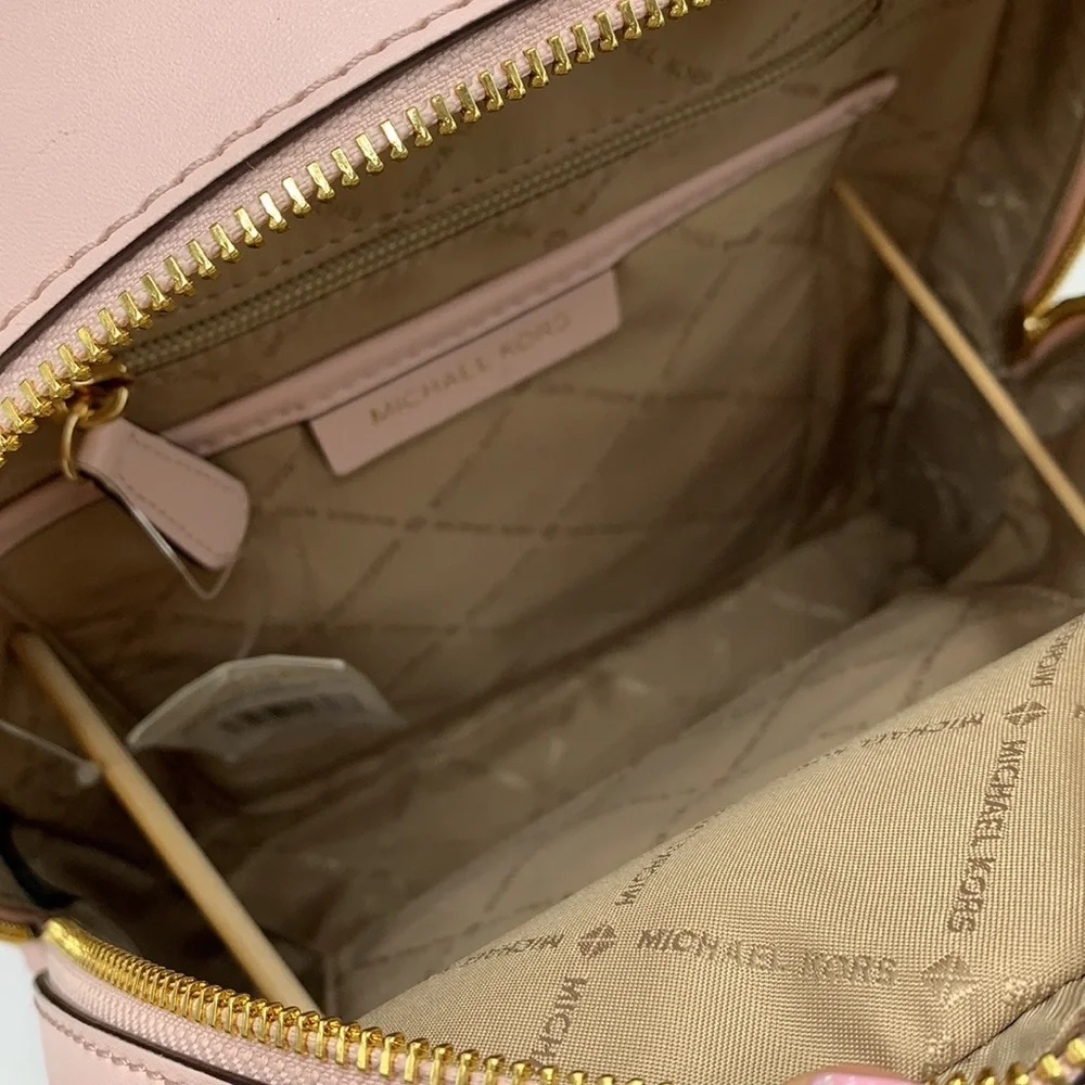 MICHAEL KORS JAYCEE MEDIUM ZIP POCKET BACKPACK BROWN /PINK SIGNATURE COLOR